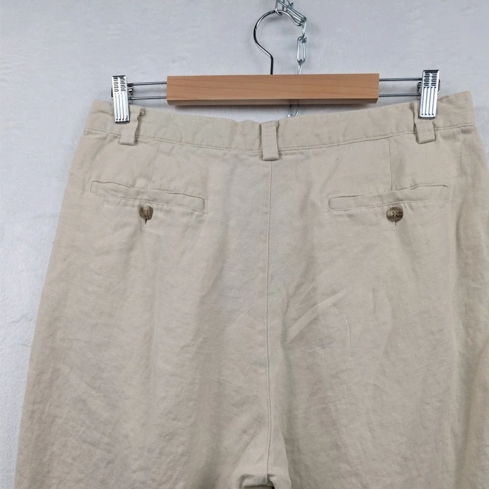 VTG Gap Pants Men's 34x29 Beige Linen Pleated Easy Fit Old Money Coastal 90s